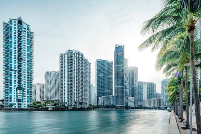 the skyline of miami seen from the miami river