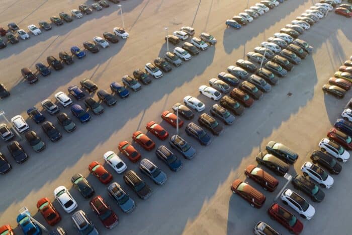 Arial view of a dealership