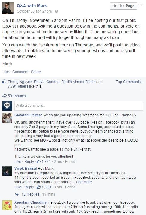 Public question and answer segment with Mark Zuckerburg Q andA with Mark Zuckerberg